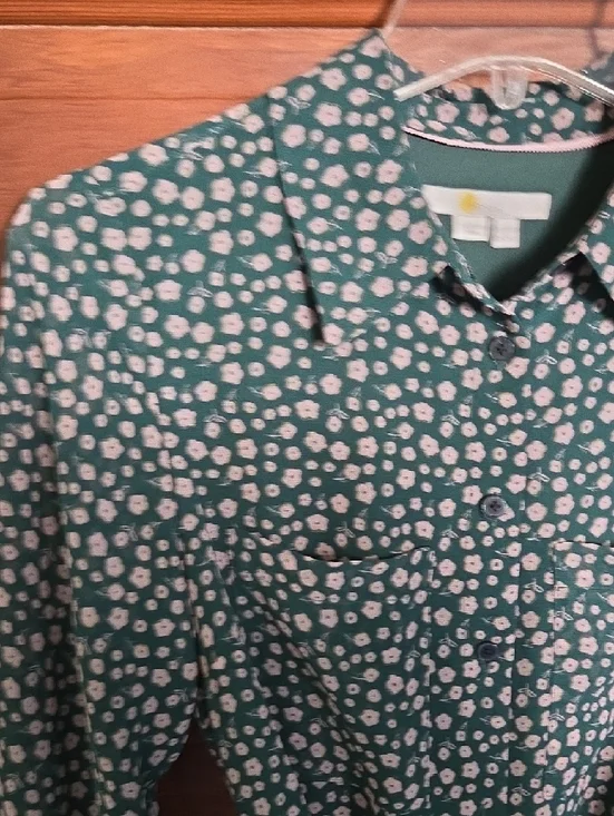 Boden Green Floral Long Sleeve Shirt Dress - Picture 3 of 6